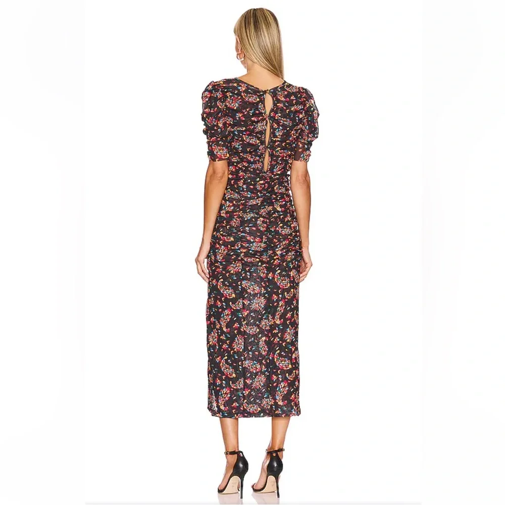 Free People Briella Midi Floral Ruched Dress Twilight Combo size S NWT - Picture 4 of 16